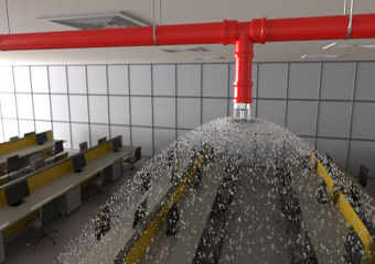 Office Fire Sprinkler 3D Render Office Fire Sprinkler Pipe System